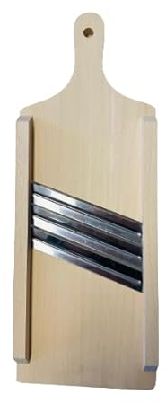 KERAZO Râpe à choucroute en bois de hêtre avec 3 lames tranchantes en acier inoxydable avec poignée 42 x 16 cm Râpe à choucroute rabot à concombre