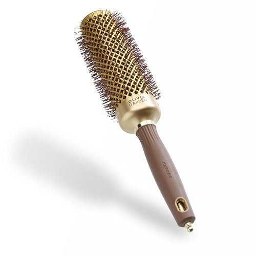 Olivia Garden Expert Blowout Speed – Guld & Brun - 45 - Keramisk rundborste med extra lång kropp för 25% snabbare föningar