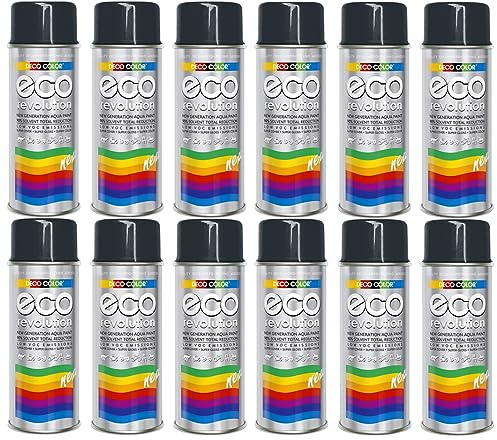 Fahrzeugteile Hoffmann 12er Sparpack Deco Color ECO Lackspray glänzend oder matt 400ml nach RAL freie Farbauswahl (12 Dosen ECO RAL 7016 Anthrazit Glanz)