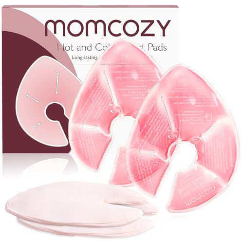 Momcozy Larger Breast Therapy Packs, Hot and Cold Breast Pads with 2 Soft Covers, Breastfeeding Essentials, Postpartum Recovery, 2 Pack, Pink