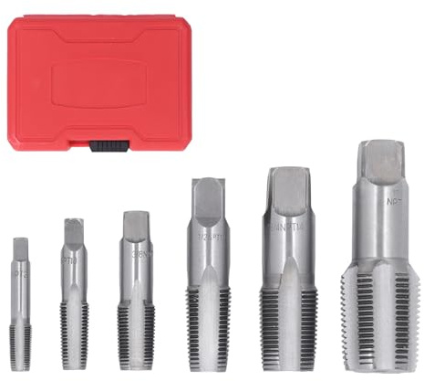 6-delad NPT-rörtappsats, 1 Tum 3/4 Tum 1/2 Tum 3/8 Tum 1/4 Tum 1/8 Tum Gänggängande Verktygssats för PVC-rör, Kolstål Gänggängande Verktygssats, Rörmokare Mekanik Gängskärverktyg
