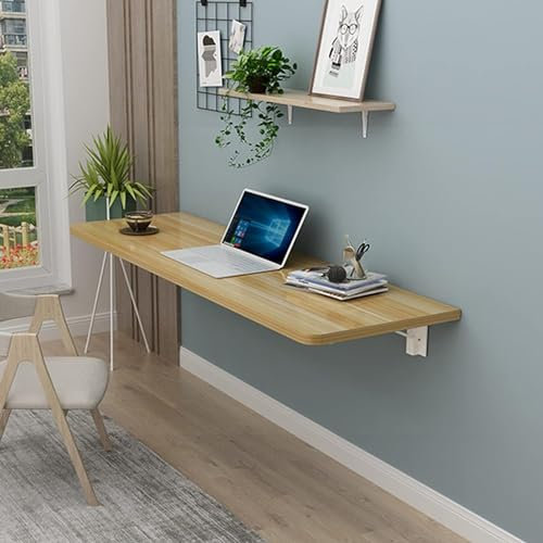 Bureau mural flottant pliable pour économiser de l'espace pour les petits espaces, finition noyer, idéal pour bureau, chambre à coucher, cuisine, bureau d'ordinateur compact et table de salle à manger