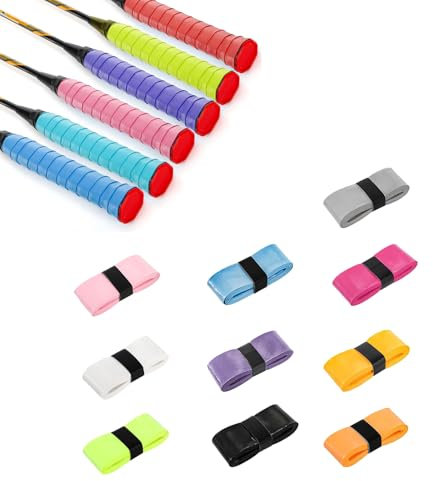 Strehknewen 10 Farben Tennis Griffband Anti-Rutsch,Tennisband für schläger,Selbsthaftendes Overgrip Griffband für Tennisschläger,Badminton, Squash & Padel,Mehrfarbig, Schwitzresistent und Sehr Griffig
