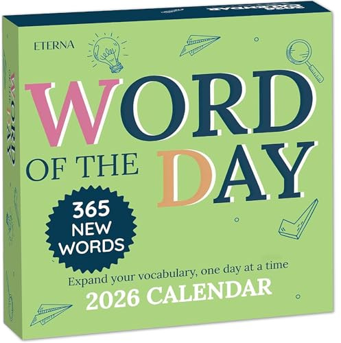 2026 Word of the Day Daily Calendar | Day To Day Tear Off Desktop Calendar with 365 New & Interesting Words & Definitions for Everyday of the Year, Fun Box Calendar Present For Men or Women, Christmas