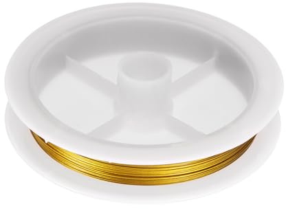 sourcing map Artistic Wire 66ft Length 28 Gauge Stainless Steel Craft Jewelry Wrapping Wire Tarnish Resistant Beading for Jewelry Making Supplies Crafting, Gold