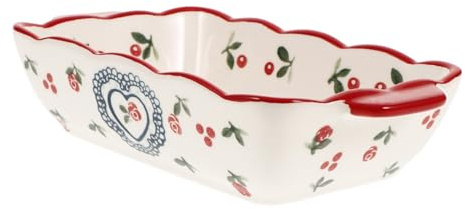 Mipcase Fuente Cerámica Rectangular Con Asas Para Horno Resistente Altas Temperaturas Apta Para Microondas y Lavavajillas Para Lasaña Pasteles y Asados Cocina Doméstica