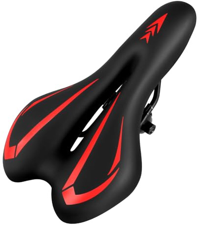 MSDADA Selle de vélo en Gel pour Homme et Femme - Imperméable - Confortable - Coussin Doux - pour vélo de Route, VTT, vélo d'appartement, vélos de Ville (Rouge)