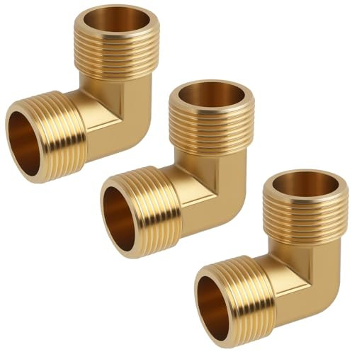 3 PCS Raccords Coudés en Laiton 3/4 Pouce, 90° Raccord Plomberie, Raccords pour Tuyaux, Raccords Multicouche, Étanchéité Filet Coude Laiton, Bouchon Arrivée d'Eau Robinet