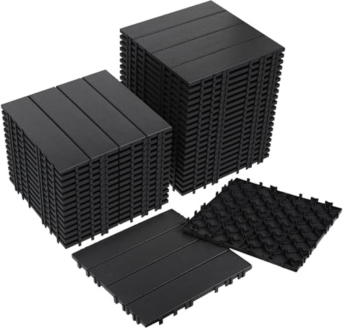Neoaider 36PCS Plastic Interlocking Decking Tiles 12 x 12, 36 sq. ft Waterproof Outdoor Flooring All-Weather, Patio Floor Decking Tile for Garden Porch Poolside Balcony Backyard, Dark Grey