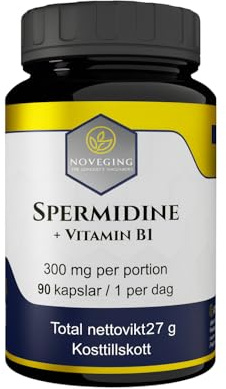 Spermidin 6mg + Vitamin B1, 90 Veganska Kapslar, Anti-Åldrande | Vetegroddsextrakt, autofagi, cellförnyelse. Testad utan GMO eller allergener. Formulerad i Frankrike. NovAging®