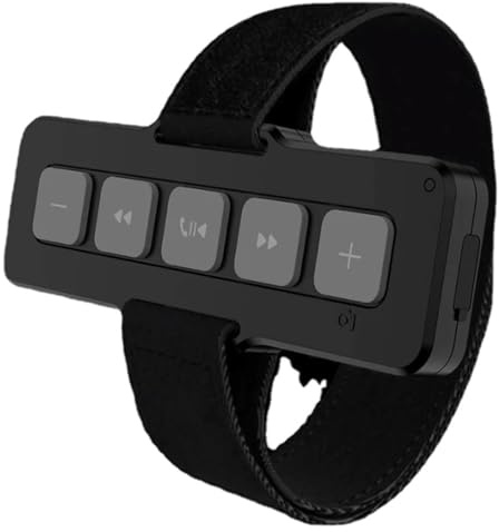 Pulsante Media Bluetooth 5.0 Indossabile e Adesivo con Cinturino - Telecomando Impermeabile IPX4, Controllo Chiamate, Musica e Selfie per Auto, Moto, Bici