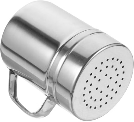 AUTSUPPL Espolvoreador De Azúcar Con Asa De Acero Inoxidable, Tamaño Mediano 6.8x9.5 Cm, Agitador De Malla Fina, Dispensador Reutilizable Para Bote De Condimentos Caseros, Uso Doméstico