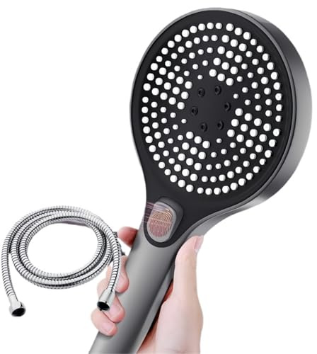 Soffione doccia di grandi dimensioni con modalità a 3 velocità, set doccia booster, uscita acqua, regolazione a 3 velocità, servizi igienici for la casa(Gun grey set)