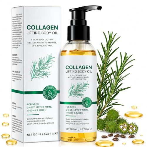 Collagen Lifting Body Oil, Collagen Oil for Skin Tightening, Moisturizing, Lightweight and Non Greasy Texture, Collagen Oil for Skin & Face, Shower Oil for Women & Men, for All Skin Types, 4.22 Fl Oz