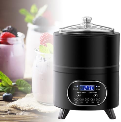 Yoghurtmaskin Med Stor Kapacitet (8l/12l) Black-8L | Automatisk Jäsning, LED-Display, Transparent Lock, Tids- Och Temperaturkontroll, Gör Svart Vitlök, Yoghurt Och Risvin