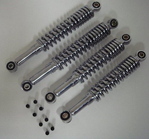 MKX stötdämpare universell krom 260 mm – 1 set inkl. 4 justerhylsor