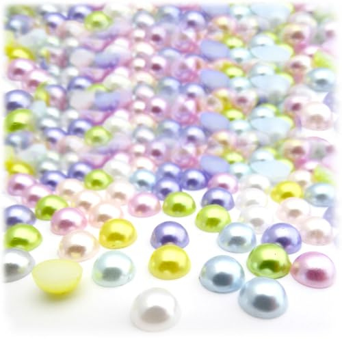 The Crafts Outlet 1,000pc Pearl Finish Half Dome Beads, Round, 5mm, Pastel Mix