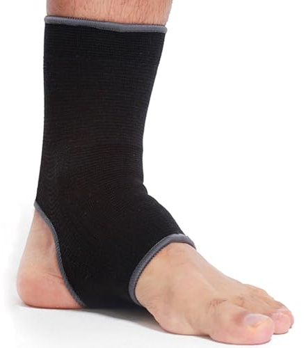 Neotech Care Ankle Support Sleeve - Open Heel, Light, Elastic & Breathable Knitted Fabric - Medium Compression - For Men, Women, Kids - Right or Left Foot (Black Colour, Size S, 1 Unit)