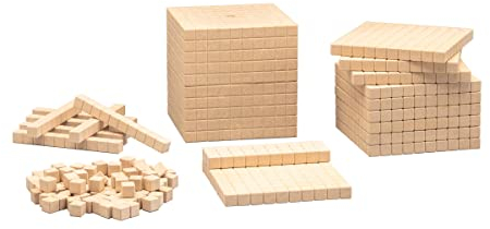 WISSNER® Dienes Rechenwürfel-Set aus 121 Teilen - Grundsortiment zum Dezimalrechnen, Rechenhilfe aus RE-Wood®, PEFC-Zertifiziert, Ideal für Mathematik-Fördermaterial für die Grundschule