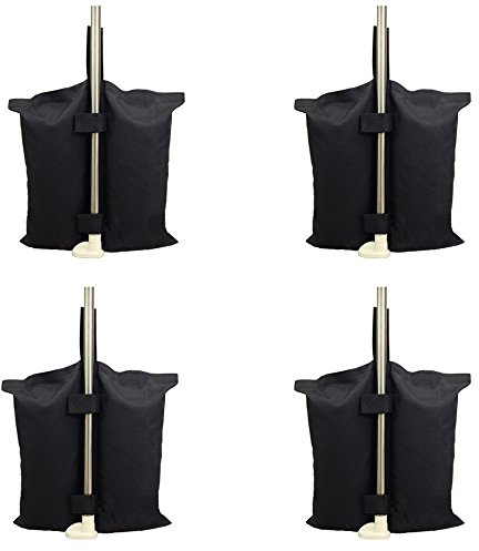 Paquete de 4 bolsas negras resistentes de arena de contrapeso con doble costura de calidad industrial para sujeción de carpas