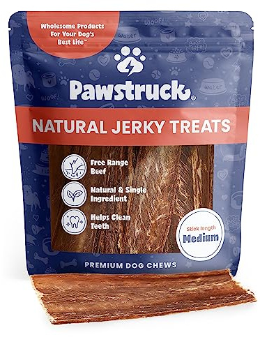 Pawstruck Premium Beef Jerky Dog Treat Chews, 4-6 Strips – Hip & Joint Health, Naturally Rich in Glucosamine & Chondroitin, No Added Preservatives – 15 Count