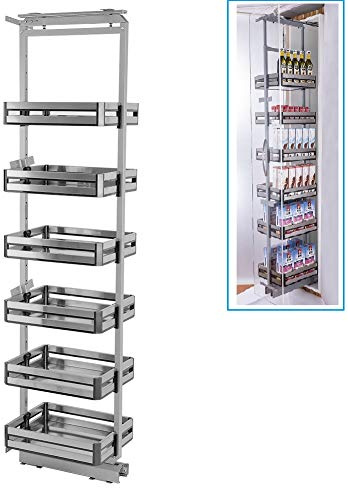 XEMQENER Heavy Duty Kitchen Pull Out Wire Baskets Base Storage Unit, Slide Out Kitchen Utensil Holder Rack Larder Drawers Origanize with Buffer (for 400mm Width, 6 Pcs-2)