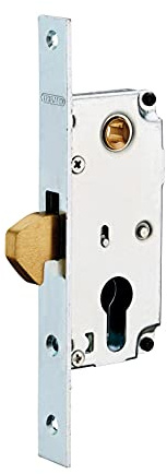 THIRARD - Boîtier de Serrure Encastrable à Cylindre pour Portail - Axe 30 mm - Bouts Carrés - Zingué - Coffre Acier Zingué - Têtière Acier Zingué - Pêne Crochet - Gâche Plate - Gris