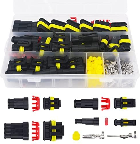 Leehitech 352 PCS Waterproof Electrical Connector Kits, 1/2/3/4 Pin Waterproof Car Wire Connector, Automotive Electrical Plugs and SparkPlug Connectors for Motorcycle,Scooter,Car,Truck,Boats