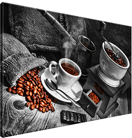 Estika Leinwand bilder - Türkischer Kaffee, Schwarz weiß - 120x80 cm, 1 teilige kunstdruck - Wandbilder wohnzimmer, schlafzimmer, Moderne wanddeko, Bild auf leinwand - Küche bilder - 1370A_1B