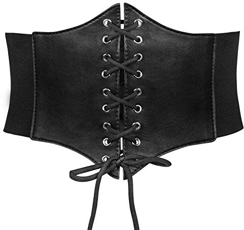 JASGOOD Women’s Elastic Costume Waist Belt Lace-up Tied Waspie Corset Belt for Women