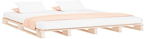 vidaXL Solid Pinewood Pallet Bed 140x200 cm - Modern, Sturdy Double Bed Frame for Bedroom, Natural, ic Design, Easy Assembly Required