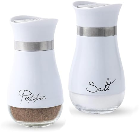 Pack of 2 Salt and Pepper Pots Salt and Pepper Shaker Salt and Pepper Set Salt Shaker Kitchen Accessories (White)
