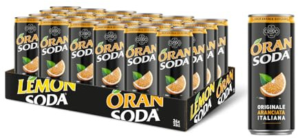 Oransoda | Bevanda Gassata all'Arancia, 24 Lattine da 33 cl, Originale Aranciata Italiana, Rinfrescante, con Succo di Arance Siciliane, Senza Coloranti
