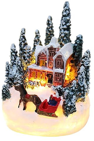 Villaggio di Natale illuminato a LED Villaggio di Natale Figurine Villaggio di Natale Decorazione del paesaggio della stanza interna Decorazione natalizia Illuminazione a LED Casa Festiva Decorazione