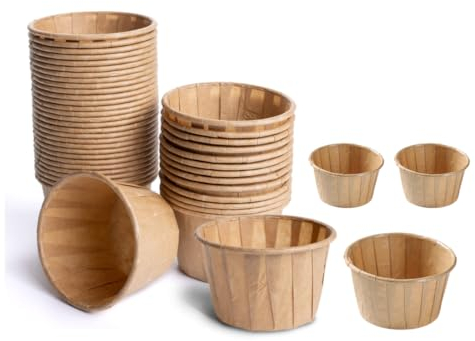 HOT BARGAINS 1oz Kraft Brown Paper Souffle Cups, Disposable Waxed Portion Cups for Condiments and Medicine, Pack of 1000