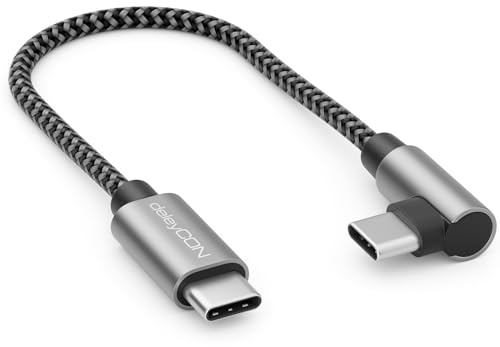 deleyCON 0,15m USB C Kabel 1x 90° Vinklad PD3.0 (60W Snabbladdningskabel) Kort 15cm USB-C till USB-C Laddkabel för iPhone 17 16 15 Pro Max Air, S26 S25 S24 Pixel iPad Pro MacBook Air Surfplattor PS5 | Kort 15 cm, vinklad, snabbladdningskabel för iPhone 17/16/15 Pro Max Air, S26/S25/S24, Pixel, iPad, MacBook, PS5
