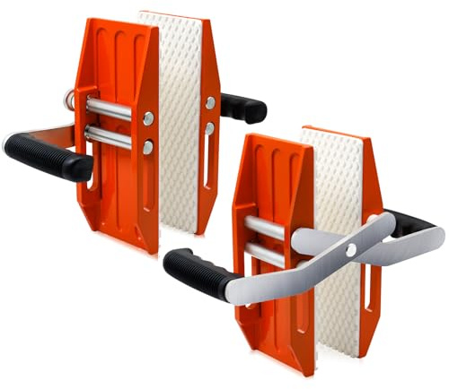 SDRTOP 2 PACK Granite Carrying Clamps with White Rubber-lined, Double Handed Stone Panel Carry Lifter Tools, Heavy Duty lifting clamps for Marble, Glass, Slabs and Plywood