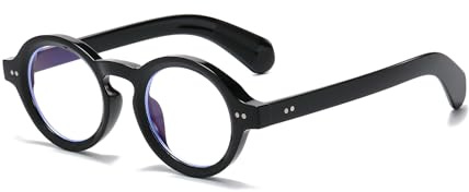 ZIMUSUN Round Frame Glasses for Women Men Small Circle Clear Lens Glasses Blue Light Non-prescription Eyeglasses(01 Bright Black)
