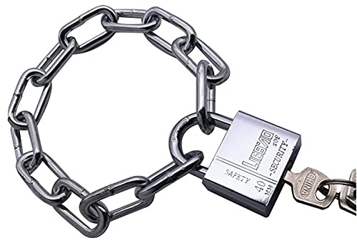 FOELANNE Lucchetto pesante per esterni, lucchetti per armad Lucchetto a catena in acciaio for esterni, lucchetto antifurto e antitaglio, bicicletta, motocicletta, serratura for porta del recinto(1m)