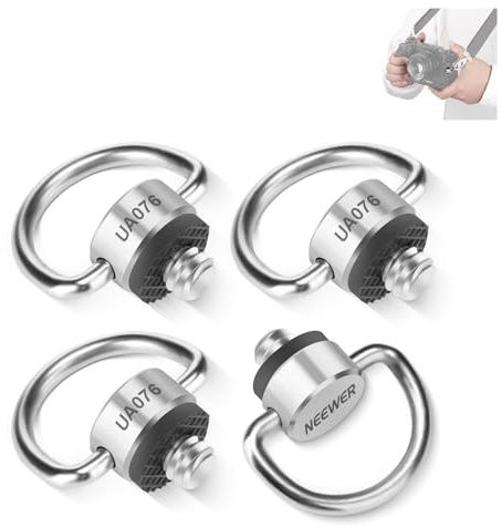 NEEWER D Ring skruvsats (4-pack), rostfritt stål 1/4 tum gängad fästskruv ersättning för axelrem handledsrem sling handtag DSLR kamerabur, UA076