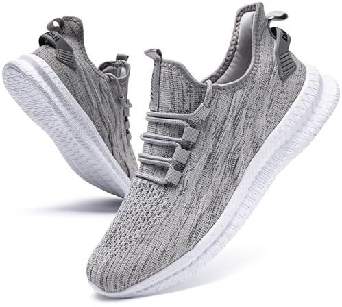 IVQDZL Schuhe Herren Sportschuhe Turnschuhe Slip in Laufschuhe Trainingsschuhe Herrenschuhe Sommer Freizeitschuhe Tennisschuhe Sneaker Hallenschuhe Männer Grau Größe 48 EU