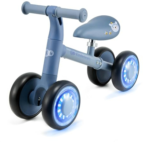 Kinderkraft Cutie Flash Draisienne Mini, vélo d'apprentissage, sans Pédales, Roues EVA, Roues avec LED, en Acier, Design Moderne, Construction Sûre, pour Enfants à partir de 12 Mois, Bleu