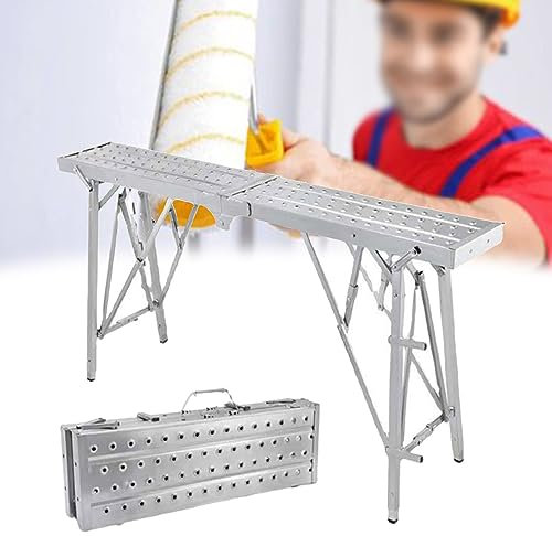 ZATTYDV Attrezzatura per ponteggi Pieghevoli Piattaforma di Lavoro Scala a pioli Altezza Regolabile Ponteggio Portatile per Decorazione Pulizia Costruzione Casa 140 cm