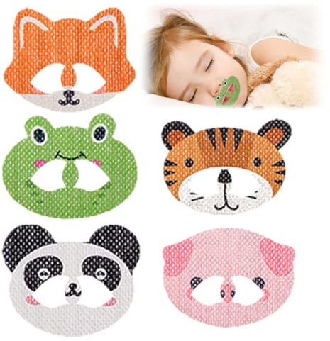LYITZW 60 Tiras Bucales Mouth Tape, Diseño de Dibujos Animados Divertidos para Niños, Suave y No Apreta, Mejora Físicamente la Respiración Boca, Para Niños con Hábitos