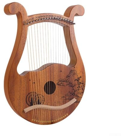 Arpa de lira con 19 cuerdas de caoba, viene con llave de afinación y cuerda de repuesto para sonido clásico (rueda)