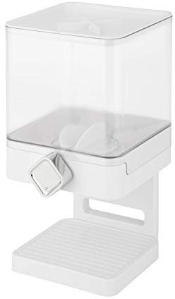 Honey Can Do KCH06129 Distributeur Unique Édition Compact Bambou Blanc/Chrome 16 x 16,18 x 31,12 cm 500 g 17,5 Oz