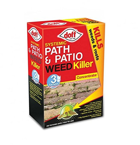 Doff Concentrated Path & Patio Weedkiller – 3 Sachets for Dilution in Water for Garden Protection – Kills Deep Rooted Weeds from Pathways to Driveways - Long Lasting Weed Control – Strong Weed Killer