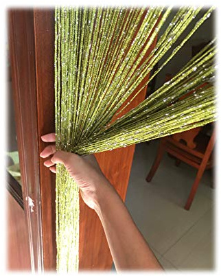 Eyotool 1x2 M Door String Curtain Rare Flat Thread Fringe Panel Room Divider Cute Strip Tassel for Wedding Coffee House Restaurant Parts