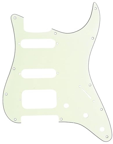 Musiclily Pro 11 Fori Round Corner HSS Strat Battipenna Chitarra Pickguard per USA/Mexican Stratocaster Humbucking Open Pickup,3 strati Avorio