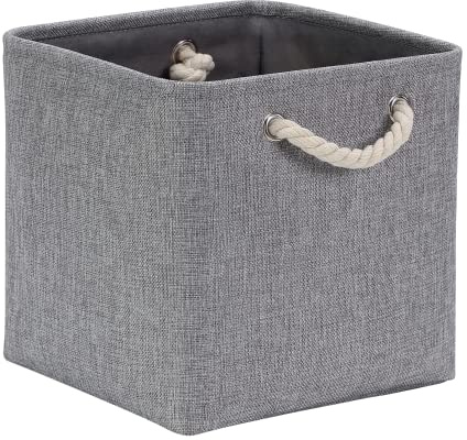 Mangata 33x33x33cm Cube Storage Boxes 1Pc Gray Foldable Organiser Baskets | Reinforced Metal Rim, Washable Lightweight Fabric Organisers Fits Standard Cube Shelving, Wardrobe & Cupboard Storage